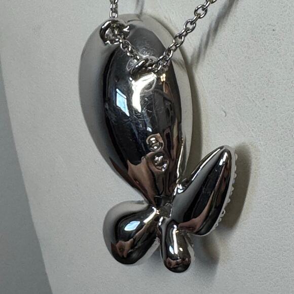 Modern Statement Women's Silver Crystal Studded Teardrop Necklace - Picture 5 of 8